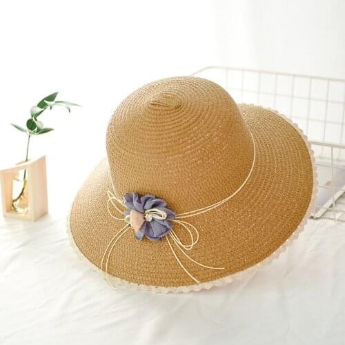 Summer Summer Handmade Flower Straw Hat Womens Garland Sunbonnet Bucket Hat Roll-up Hem Beach Cap Sun Hat For Women