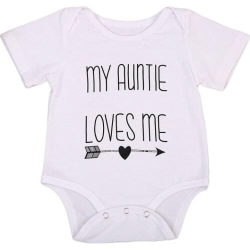 Citgeett Summer Funny Newborn Baby Boy Girl Clothes MY AUNTIE Letters Bodysuit Outfit Sunsuit Casual SS