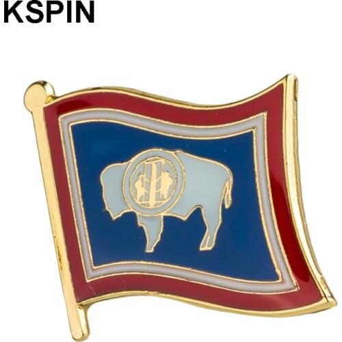 Metal Badge USA American Wyoming State Flag Pin Lapel Pin Brooch for Women/Man Clothing 10pcs