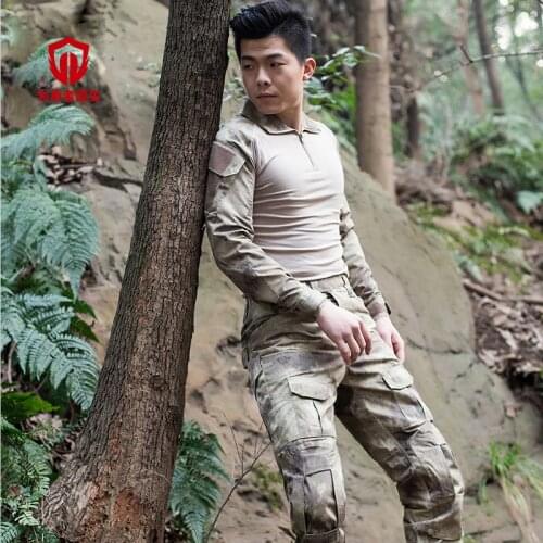 Tactical Camouflage Military Shirt Men Long Sleeve Solider Army Shirts Multicam Uniform Frog Suit T Shirts Combat Clothing Men