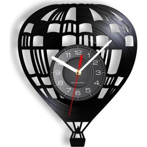 Hot Air Balloon Vintage Vinyl Wall Clock Romantic Fire Balloon High Altitude Entertainment Wall Watch Chic Living Room Decor