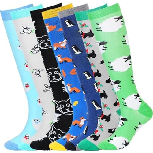 New Arrival Compression Socks Funny Fox Cat Sheep Animal Prints Socks Unisex Outdoor Running Cycling Long Pressure Stockings
