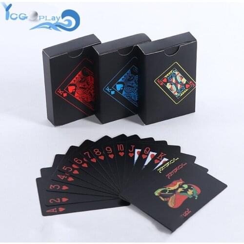 NEW 88mm*63mm PVC Waterproof Pure Black Plastic Playing Cards 54PCS Bar Party KTV Adult Color Poker Games Card Magic Tool