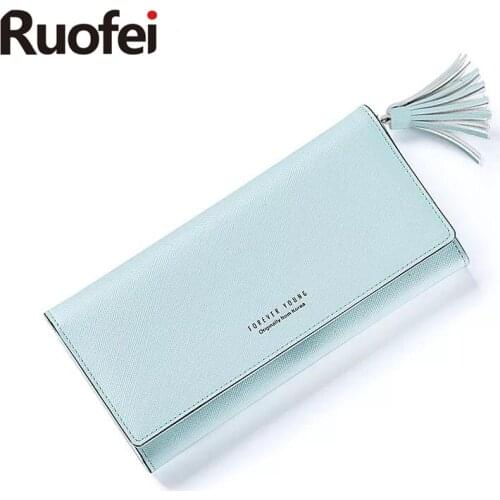 New female Long Clutch Wallet Women Tassel Pendant Money Wallets PU Leather Lady Zipper Coin Purse Fashion Card Holders Purses A