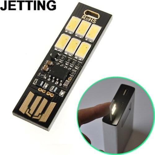 Jetting Portable Night Camp Bulb Mini USB Power 6 LED Light Pocket Card Lamp White/Warm White