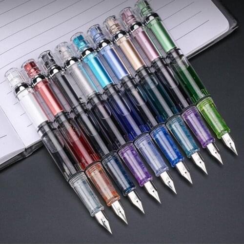 Transparent Plastic Colorful Piston Pen Large Capacity Storage Ink Pen