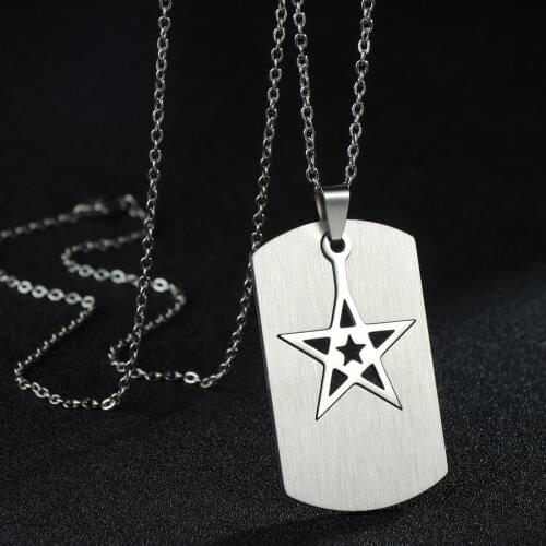 Rectangle Star Pendant Necklace for Men Couples Friendship Women Biker Boy Valentines Gifts Punk Necklaces