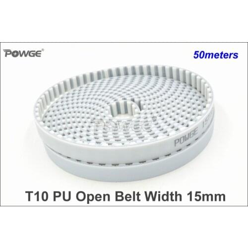 POWGE 50meters T10 Timing Belt T10-15 Width=15mm Pitch=10mm PU With Steel Core T10 AT10 Belt
