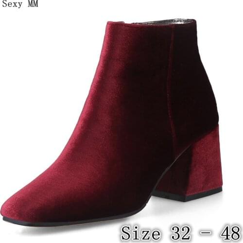 Spring Autumn High Heels Women Ankle Boots Woman Short Boots High Heel Shoes Small Plus Size 32 33 - 40 41 42 43 44 45 46 47 48