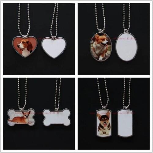Sublimation dog tag bone shield shape necklaces pendants hot transfer printing blank consumables 35pieces/lot print two sides