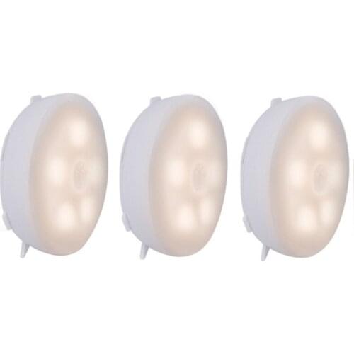 1pc/3pc Motion Sensor LED Night Light AAA Battery Powered induction Night lamp for home Bed Kitchen Cabinet Wardrobe Wall Lamp