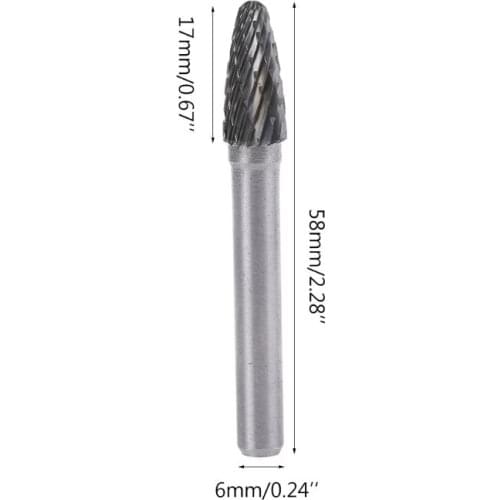 YOFE Type 8mm Head Tungsten Carbide Rotary Tool Burr Die Grinder Drill Bit 6mm Shank