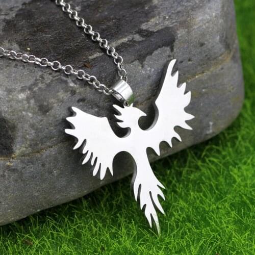 Youe shone Mens Stainless Steel Pendant Necklace Phoenix Bird Firebird Biker -with 23 inch Chain