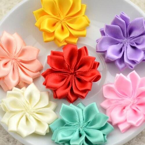 Yundfly 1.6" 200pcs 16 Petaled Rosette Ribbon Flowers Used for Kids Adult Headband Hair Clips Diy Hair Accessories