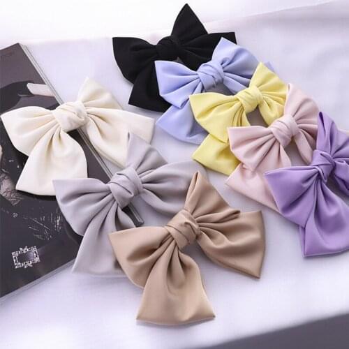 Spring And Summer New Temperament Satin Bow Hairpin French Retro College Wind Spring Clip Automatic Clip Hair Accessories
