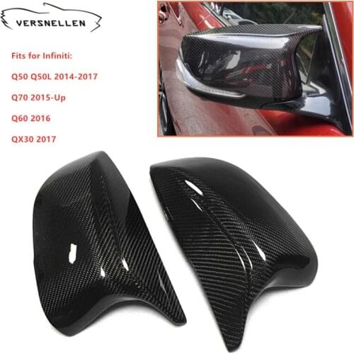 Real Carbon Fiber Q50 Mirror Caps for Infiniti Q50 Q50L 2014-2017 Q60 2016 Q70 QX30 Car Side Mirror Covers 1:1 Replacement