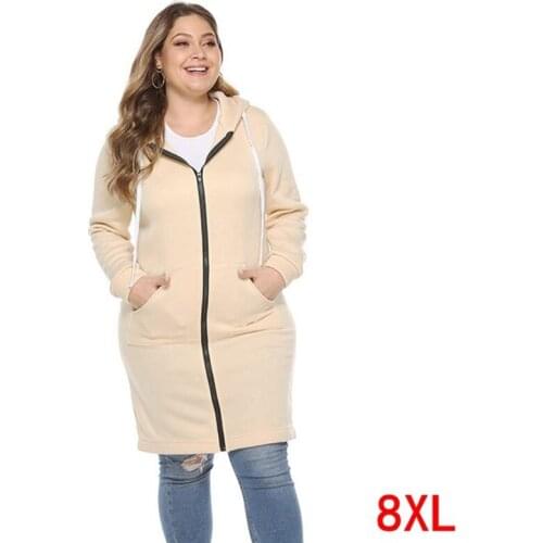 Plus size big 5XL 6XL 7XL 8XL bust 132cm large size womens hoodie autumn and winter long-sleeved loose large size sweatshirt