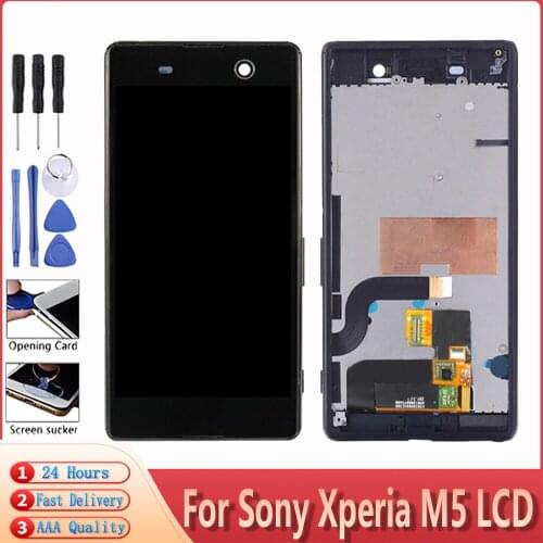 5.0" For Sony Xperia M5 LCD Screen E5603 E5606 E5653 LCD Touch Screen With Frame Digitizer LCD For Sony M5 Display Replacement