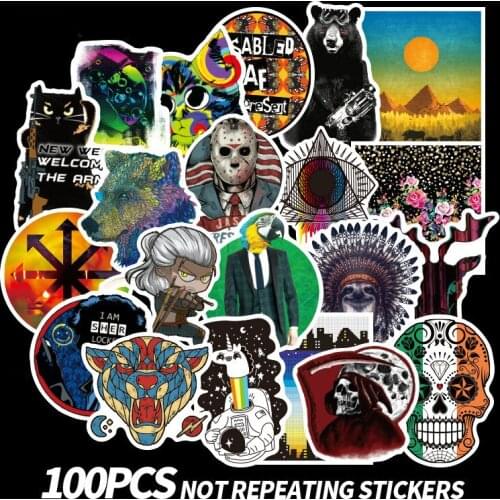 100PCS Many Styles Waterproof Car Stickers Graffiti JDM Car Modification Sticker for Motorcycle Bicycle Helmet Suitcase Laptop