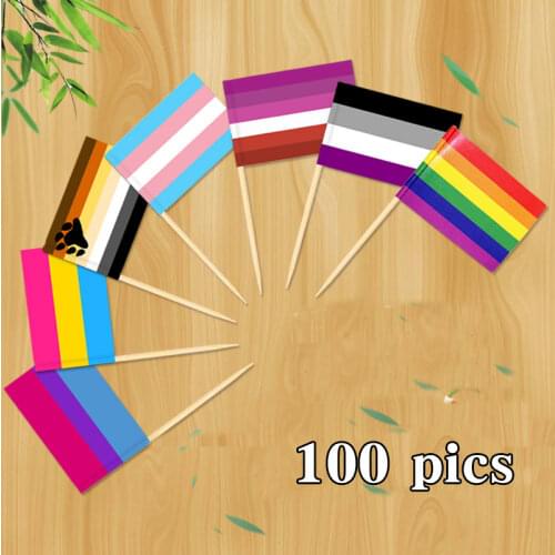 100pics Rainbow Flag Toothpicks Fruit Picks Gay Lesbian Homosexual LGBTQ Pride