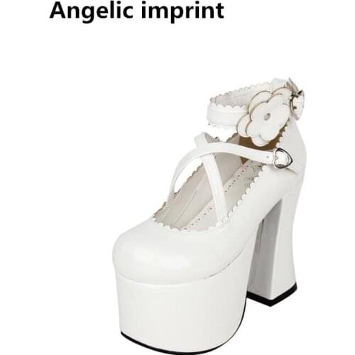 Angelic imprint mori girl lolita shoes woman cosplay shoes lady super high heels Pumps women princess dress party shoes flowers