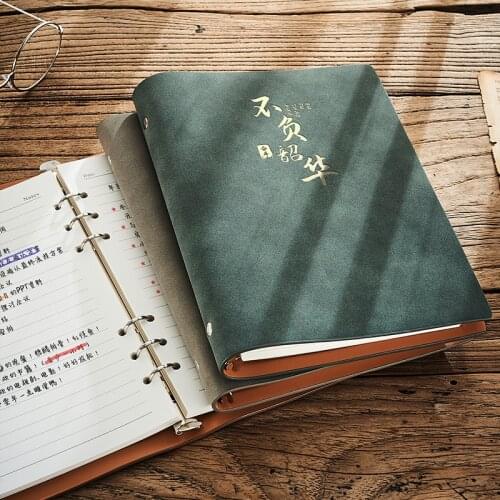 A5 /A6Soft Leather Notebook Office Business Loose Leaf Binder Spiral Vintage Note book 6 Hole Metal buckle Diary planner Agenda