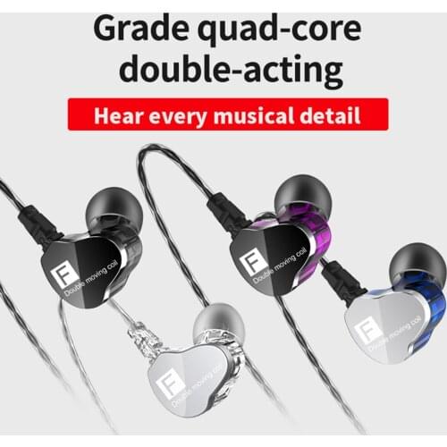 Dual mobile coil bass HiFi Headset Music Sport microphone ear movement headphones 3D sound quality noise reduction auriculares