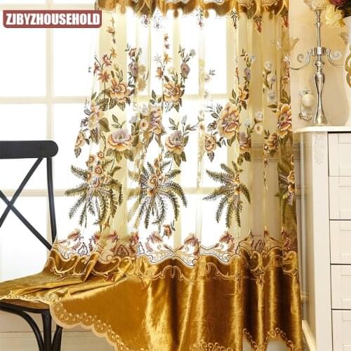 European Luxury Embroidery Stitching Curtains for Living Room Bedroom Floor-to-ceiling Windows Curtains and Screens Custom