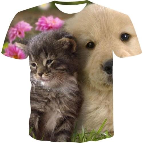The Latest Summer Mens, Childrens O-Neck Short-sleeved 3D T shirts,Fashion Cute Cat High-quality Tops Tees clothes 4T-6XL