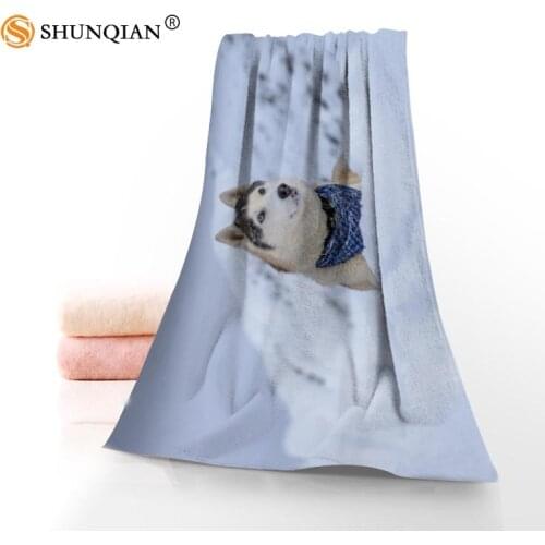 Hot Custom Siberian husky Towel Printed Cotton Face/Bath Towels Microfiber Fabric For Kids Men Women Shower Towels A7.24-1