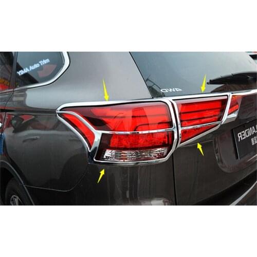 Lapetus Car Styling Chrome Rear Tail Lights Lamp Frame Cover Trim Kit Fit For Mitsubishi Outlander 2016 2017 2018 / ABS