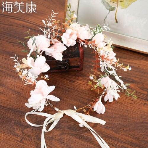 Haimeikang Daisy Flower Crown Wreath Princess Bridal Bridesmaid Hairband Beach Photography Headband Garland Hair Accessories