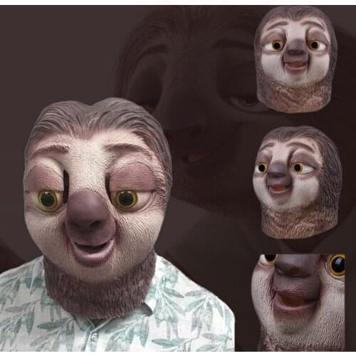 Sloth Mask Nick Wilde Latex Full Head Animal Mask Halloween Party Cosplay Prop Accessories Toy