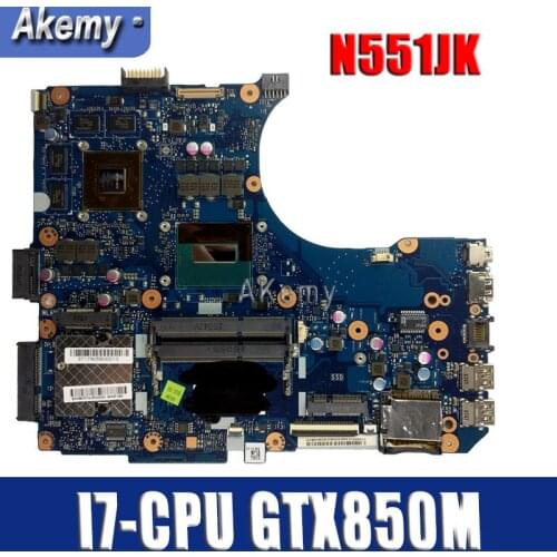 Amazoon N551JK Laptop motherboard For Asus N551JK G551JK N551JQ N551JW N551JM N551J Test original mainboard I7-CPU GTX850M
