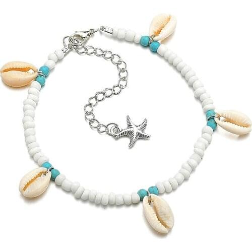 Fashion Vintage Anklets Shells Beads Starfish Sea Beach Silver For Women New Anklet Leg Bracelet Handmade Bohemian Jewelry