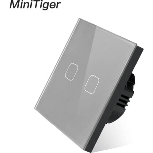 Minitiger EU Standard 2 Gang 1 Way Wall Light Controler Smart Home Automation Touch Switch Waterproof and Fireproof Touch Switch