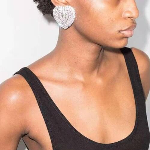 New Design Rhinestone Heart Stud Earrings For Women Fashion Jewelry Geogous Collection Earrings Accessories