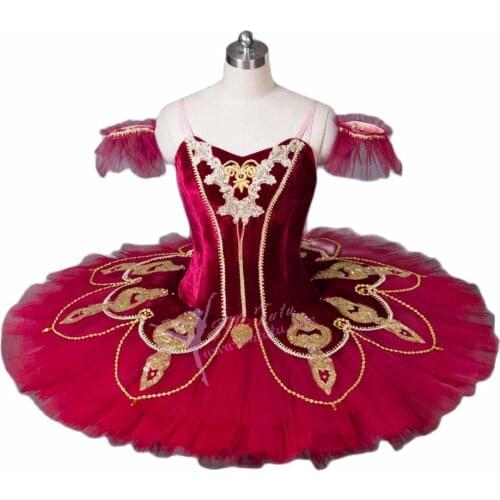 Paquita Burgundy Red Tutu Professional Ballet Tutus Girls Women Performance Competition Platter Pancake tutu Ballet Costumes