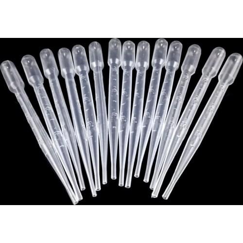 100pcs 3ml Capacity Transparent Plastic Disposable Graduated Transfer Pipettes Eye Dropper for lab chemicals experiment supplies