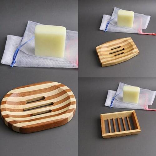 Natural Bamboo Wooden Soap Dish Wooden Soap Tray Holder Storage Soap Rack Plate Box Container for Bath Shower Bathroom LX2459