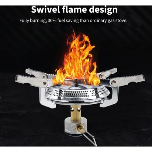 Portable Camping Stove Foldable Backpacking Hiking Lightweight Pocket Stove Mini Camp Stove Compact Wind Resistant Cookware Tool