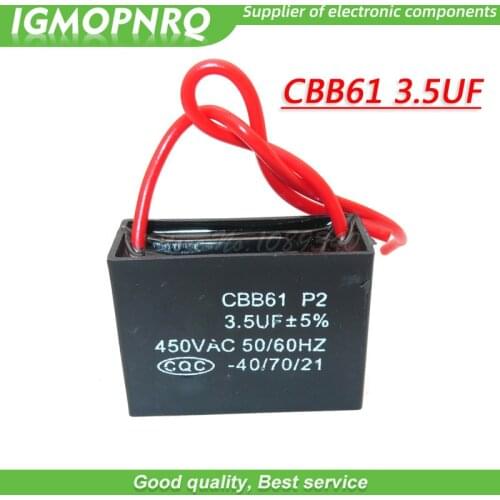 5pcs CBB61 3.5uf starting capacitance AC Fan Capacitor igmopnrq 450V CBB 3.5uf Motor Run Capacitor