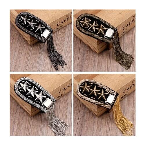 Retail & Wholesale 2pcs/pair Vintage Brand New Design Black Gold Silver Fivestar Tassel Epaulet Badge Free Gift Party Decoration