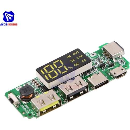 LED Dual USB 5V 2.4A Micro/Type-C/Lightning USB Power Bank 18650 Charger Board Overcharge Overdischarge Short Circuit Protection