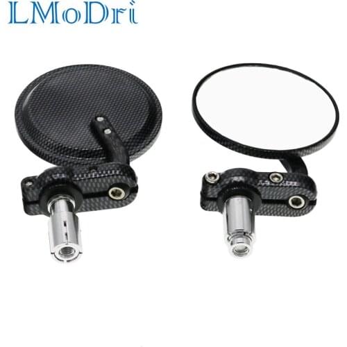 LMoDri 2Pcs Motorcycle Rear View Mirrors Round 7/8" Handle Bar End Foldable Motorbike Side Mirror For Suzuki Kawasaki Honda