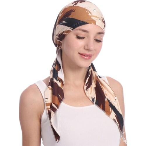Women Cotton Breathe Hat New Womens winter Turban hat Elastic Cloth Head Cap Hat Ladies Hair Accessories Muslim Scarf Cap