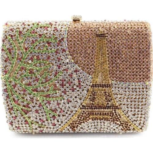 Female Grey Handbags For Women Diamond Rhinestone Phone Clutches Bags Designer Lady Party Prom Bags Girls Evening Bags Purses