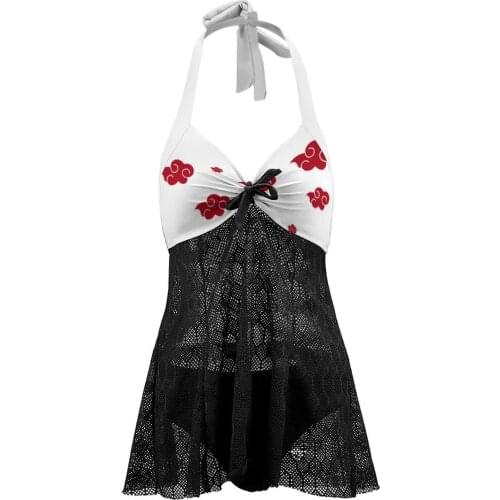 Women 2021 Exotic Anime Cosplay Bikinis Akatsuki Uzumaki Uchiha Womens Swimming Suit Skirt Swimwear Women Beach Wear