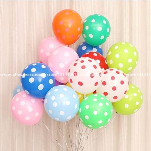100pcs/lot 12inch 2.8g Round high quality Polka dot latex balloons globos party Birthday presents balloon wedding Decorations