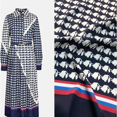 100x145cm Small Rose Flower Print Imitate Silk Satin Fabric For Woman Blouse Summer Dress Pajama Shirt and Pants Sewing DIY